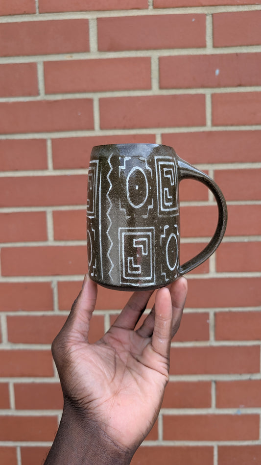 Large Underglaze Bogolan Mug