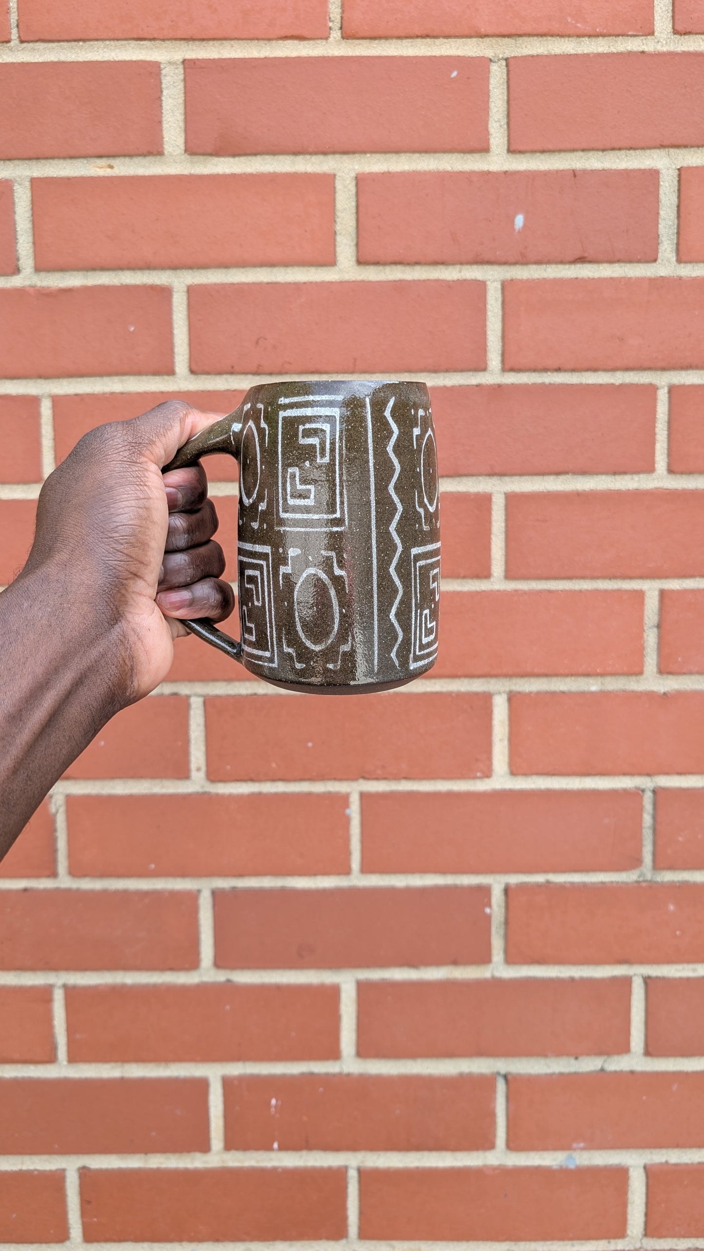 Large Underglaze Bogolan Mug