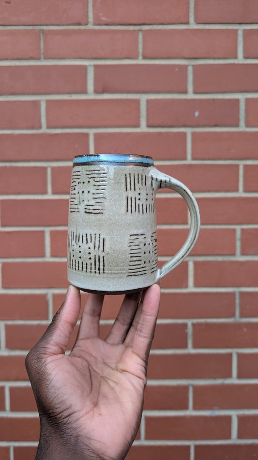 Large Inverted Bogolan Blue Interior Mug