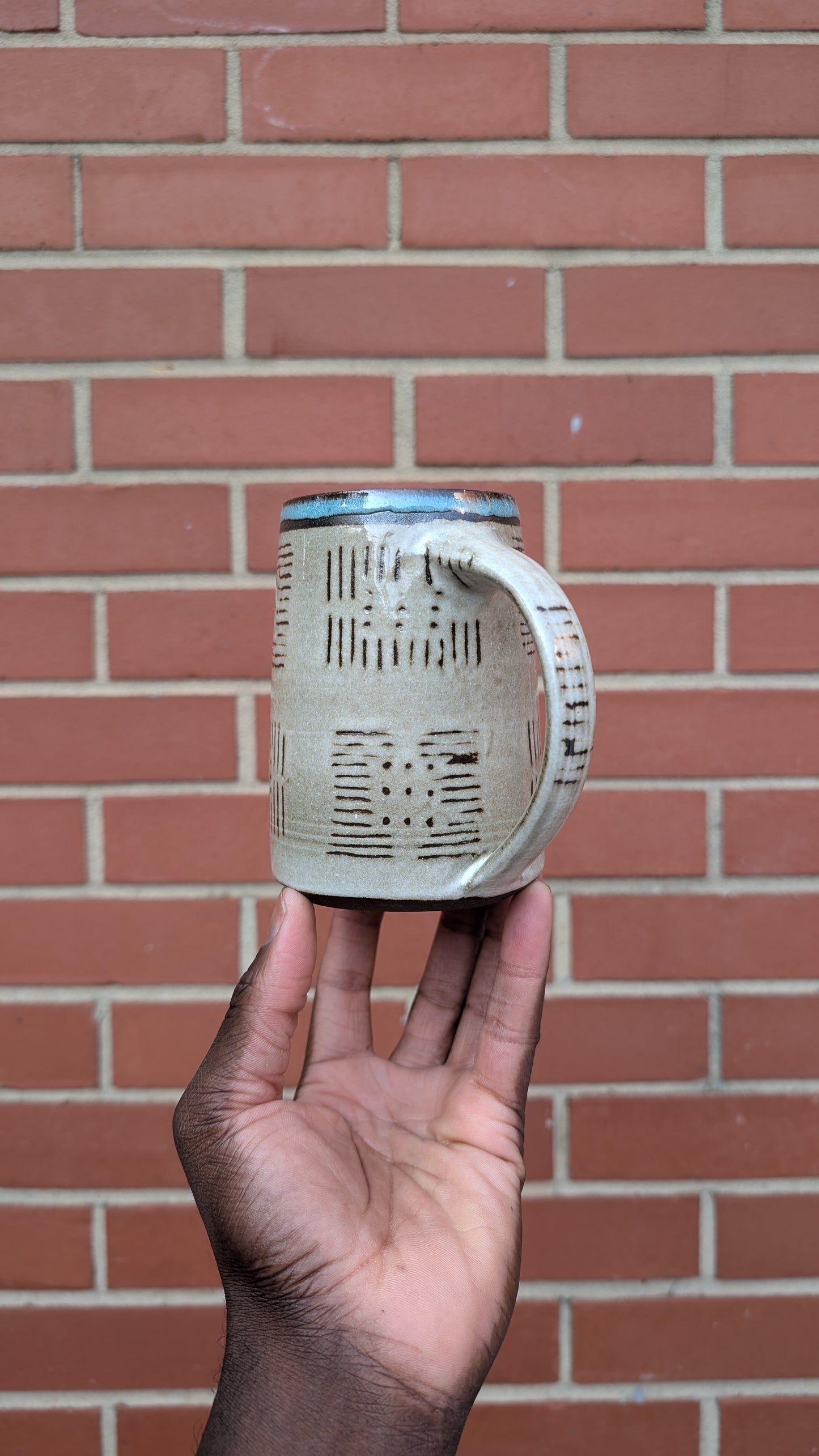 Large Inverted Bogolan Blue Interior Mug