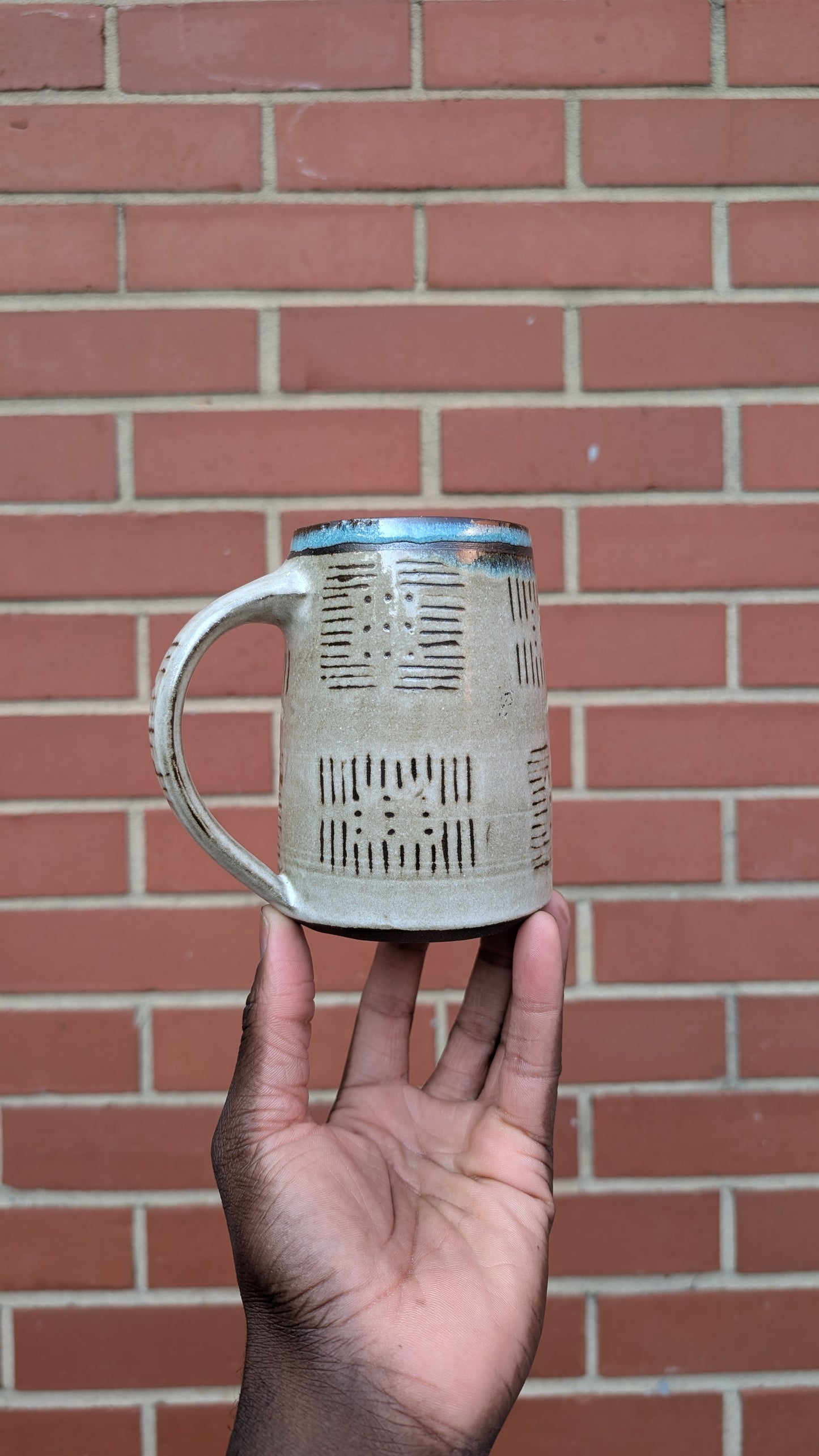 Large Inverted Bogolan Blue Interior Mug
