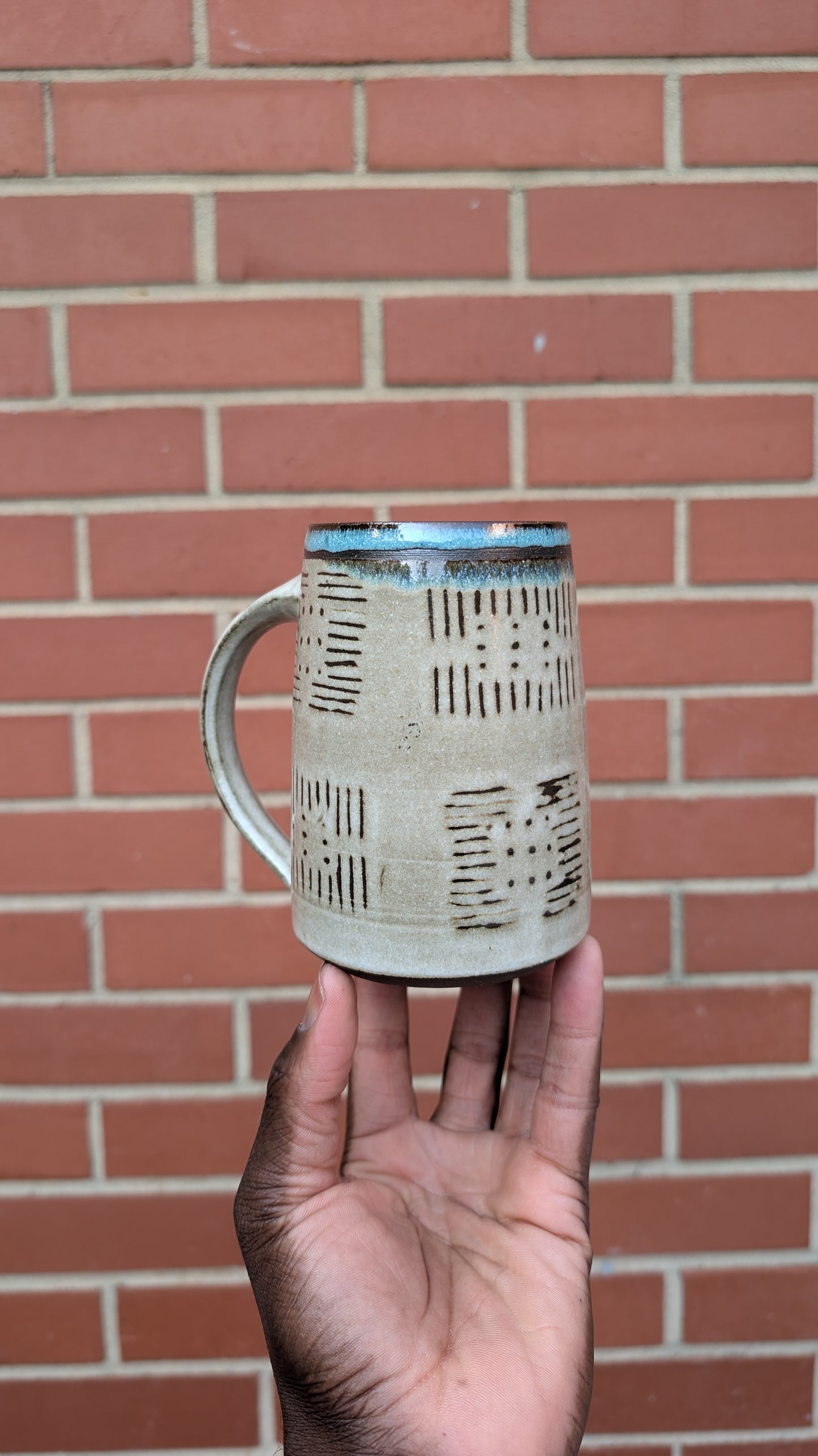 Large Inverted Bogolan Blue Interior Mug