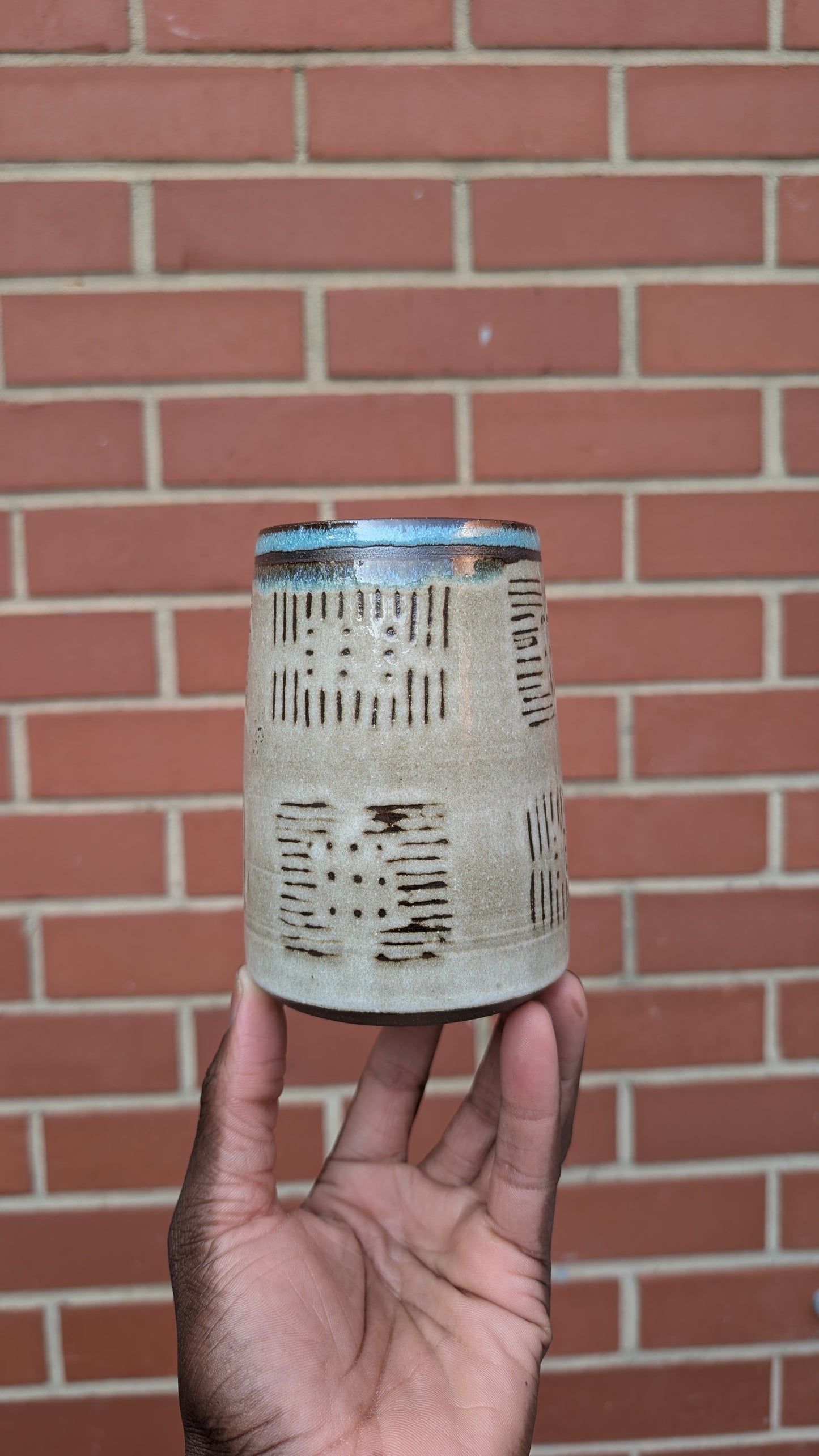 Large Inverted Bogolan Blue Interior Mug