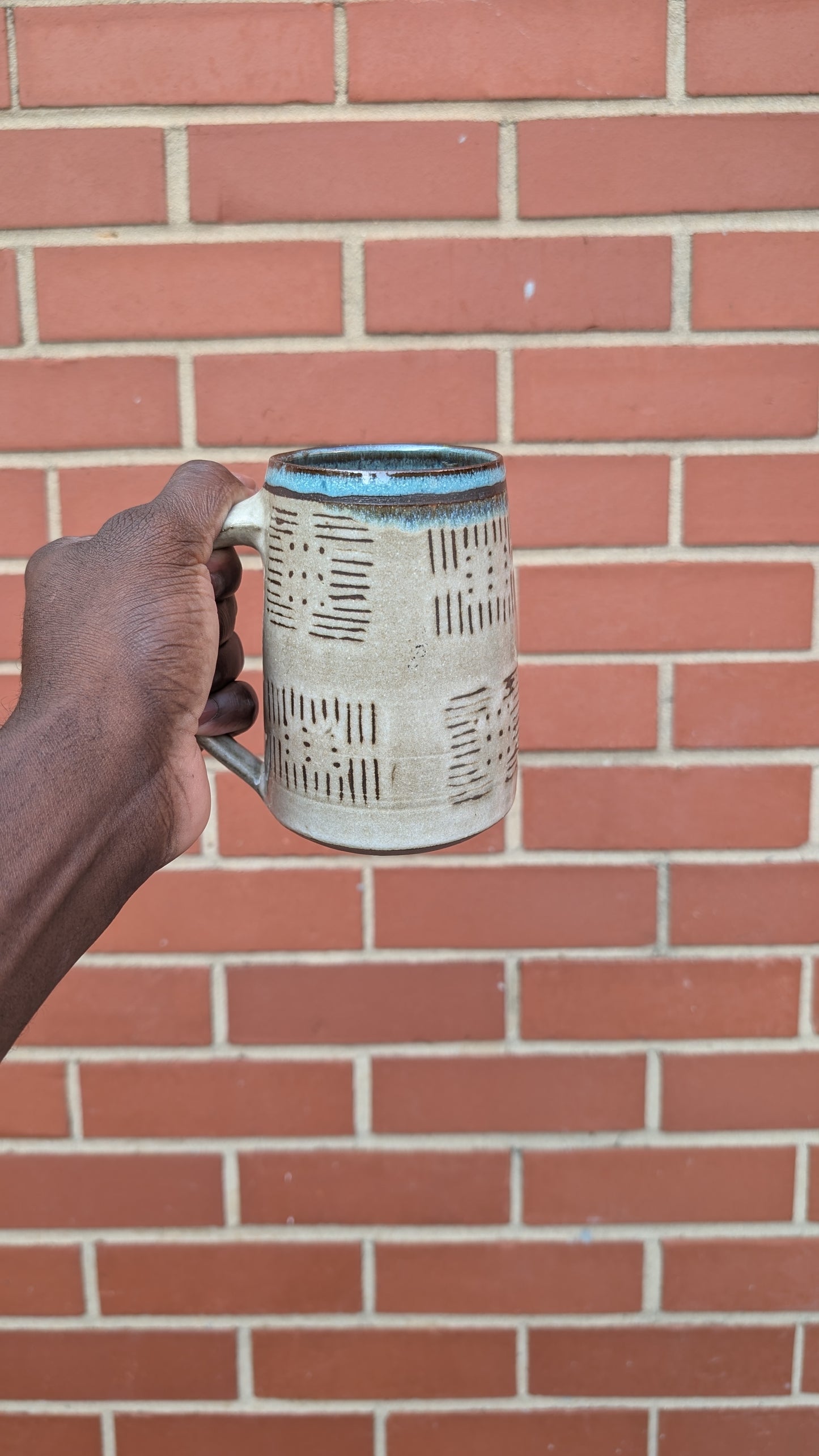 Large Inverted Bogolan Blue Interior Mug
