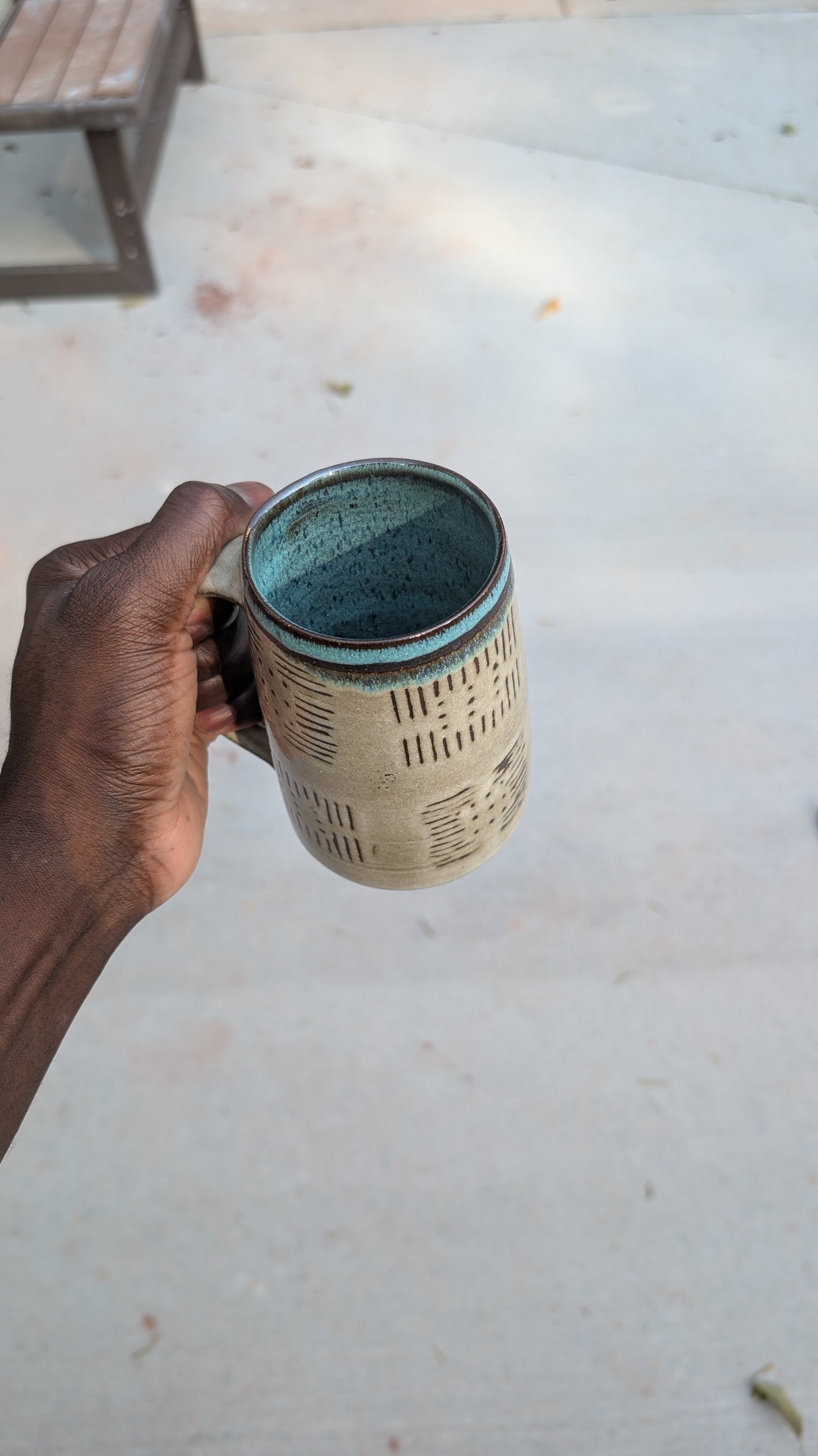 Large Inverted Bogolan Blue Interior Mug