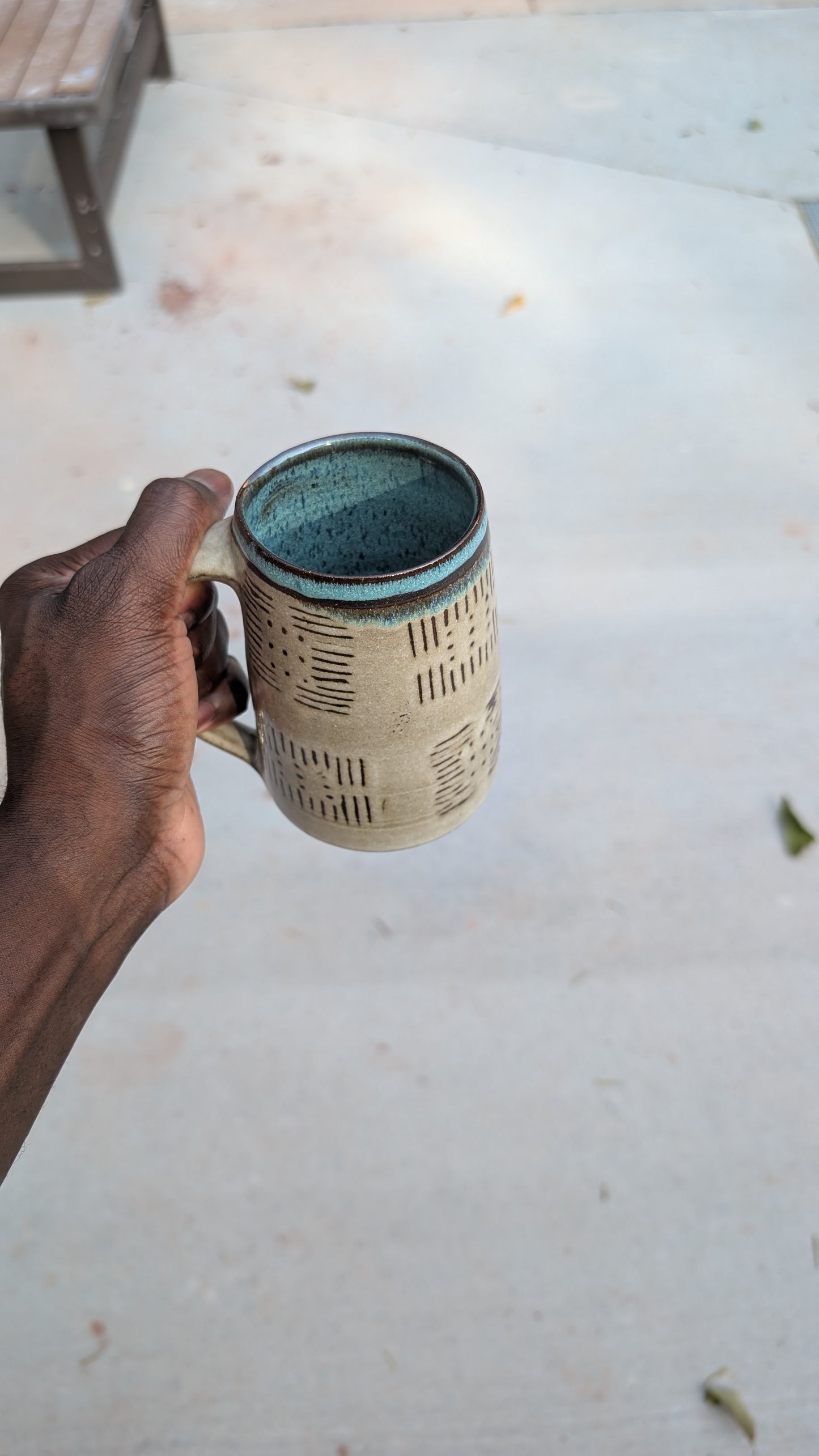 Large Inverted Bogolan Blue Interior Mug