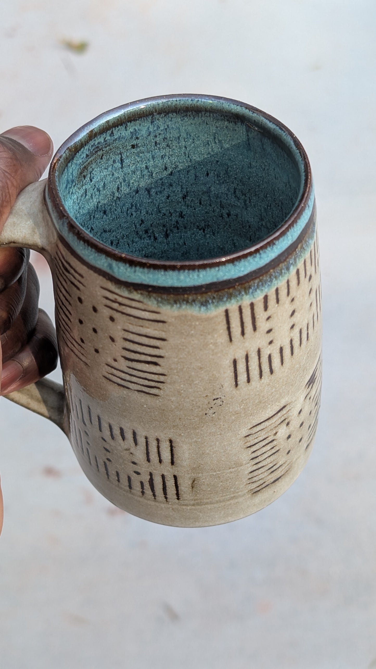 Large Inverted Bogolan Blue Interior Mug