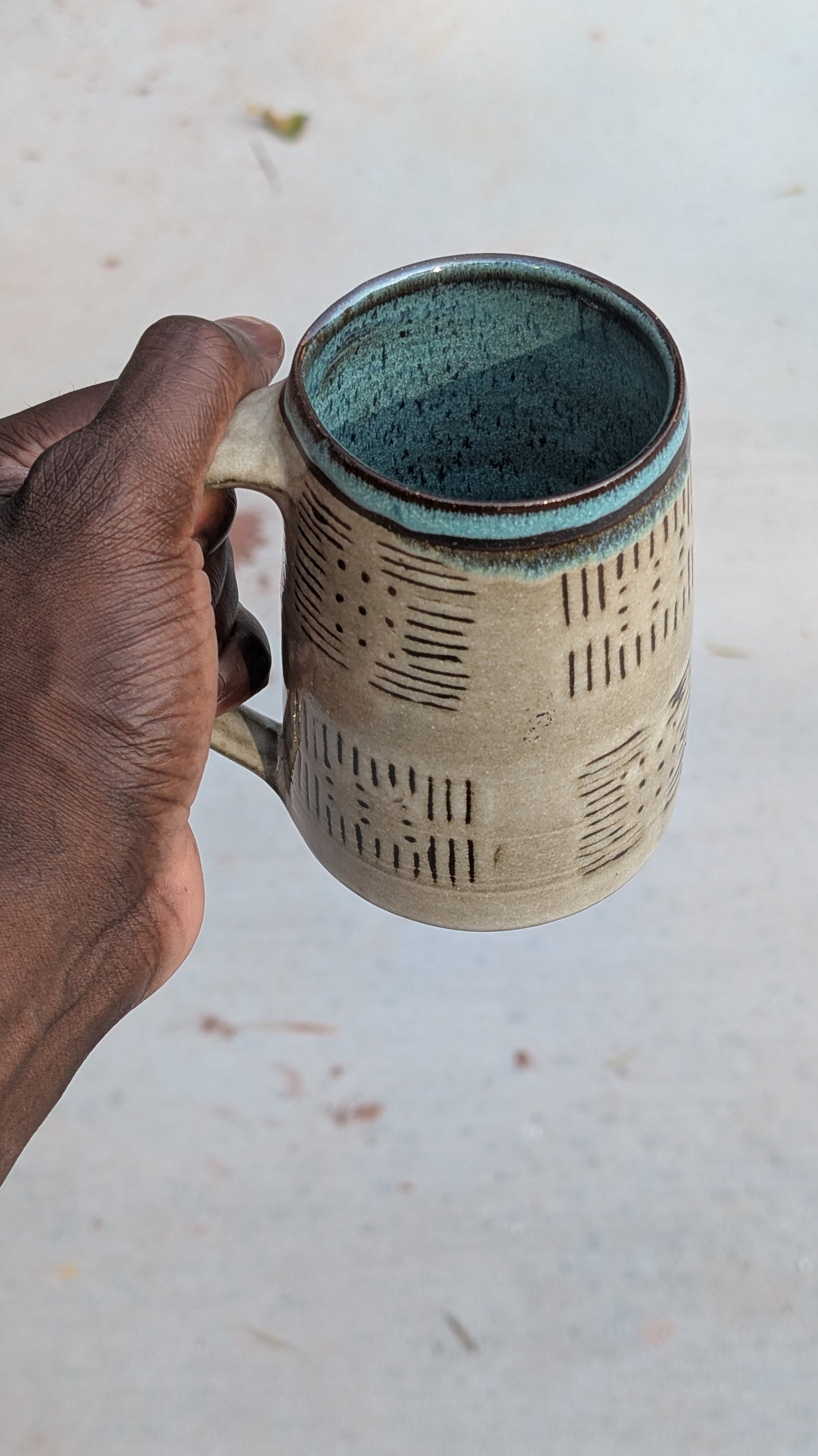 Large Inverted Bogolan Blue Interior Mug